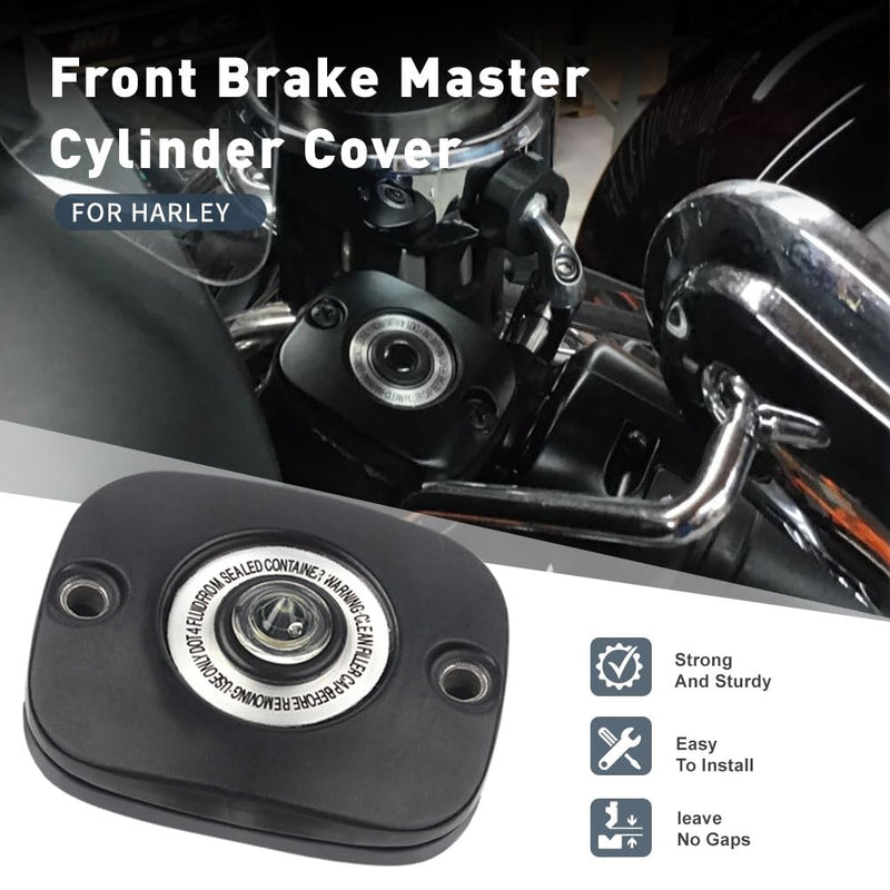 Three T Motorcycle Front Brake Master Cylinder Cover Fluid Reservoir Cap for Harley Big Twin Models 1996-Later, VRSC 2002-Later & Sportster 1996-2003, Black