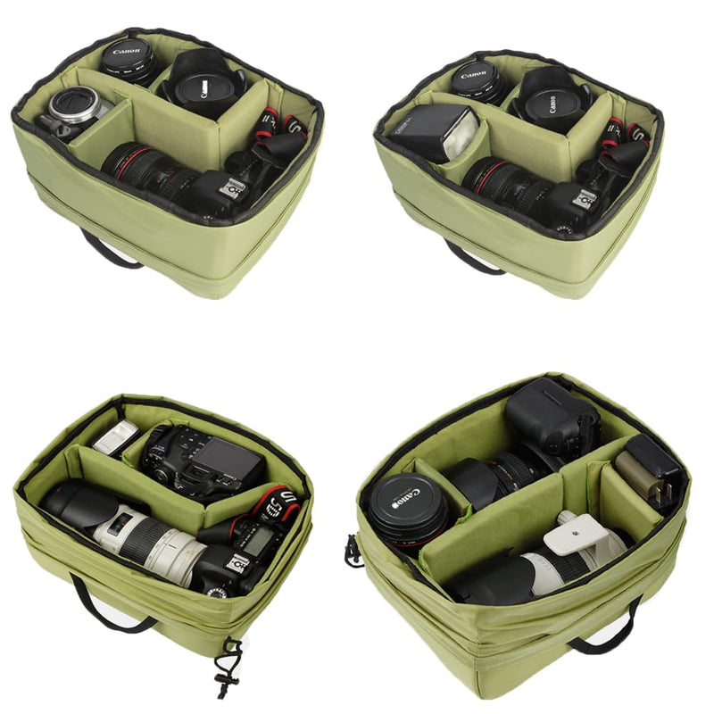 Hilitand Protective Flexible Padded Storage Bag, Removable Partition Camera Inserts Padded Bag Pouch with Adjustable Dividers Shockproof for Mirrorless Cameras, Lenses, Flash