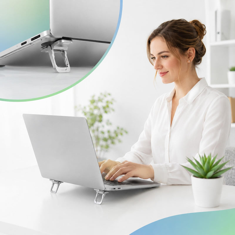 2 Pcs Foldable Laptop Stand Zinc Alloy Portable Keyboard Riser | Portable Laptop Riser Feet, Laptops Stand with Dual Tilt Angle, Adjustable Laptops Stand, for Most Keyboards