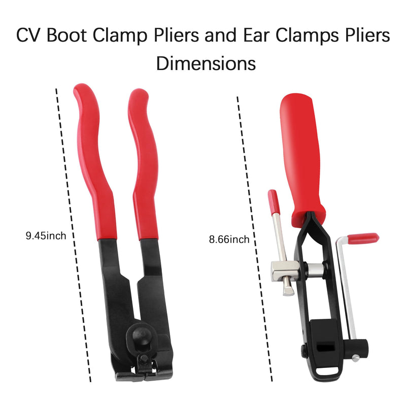 CV Boot Clamp Pliers Kit,1PCS CV Joint Boot Clamp Pliers + 1PCS Ear Clamp Pliers + 10PCS CV Boot Clamps,Universal CV Axle Boot Clamp Tool Car Accessories for Most Vehicles (Clamp Pliers/2PCS) Clamp Pliers/2pcs
