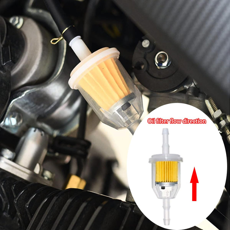 Tnisesm 1/4Inch (6MM) ID Fuel Line kits, 2 Meter/6-Foot Fuel Line + 2Pcs 1/4 Inch X 5/16 Inch Gas Inline Fuel Filters with Magnet +10 Pcs 13/32''-15/32'' Mini Fuel Hose Clamps Adjustable silver(Fuel Line Clamp) 1/4"