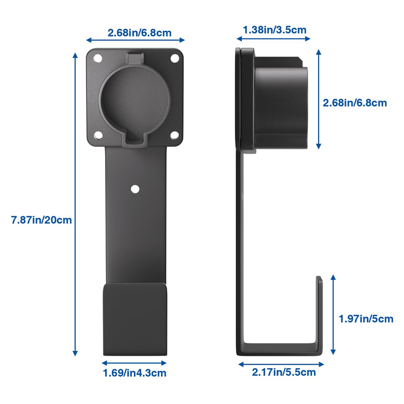 EV Charger Holder-J1772 Connector, Nozzle Holster Dock and J-Hook Combination, EV Cable Holder Wall-Mount Electric Vehicle Charger.