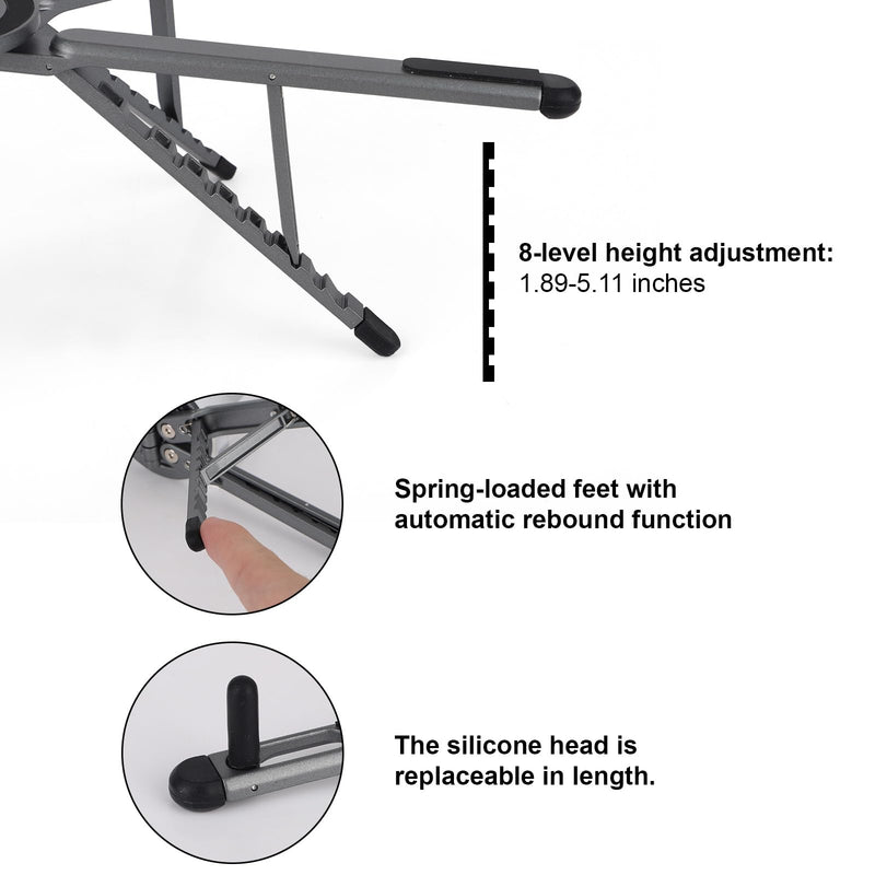 Multifunctional Magnetic Phone Stand, 8-Level Adjustable Height 4 in 1 Magnet Laptop Stand Foldable Portable Device Holder Compatible with Phone Laptops Tablets Desk & Car Use Accessories