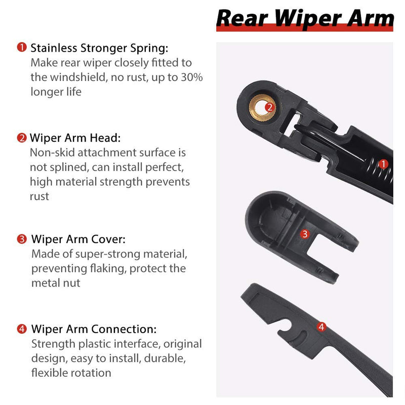 OTUAYAUTO Rear Windshield Wiper Arm Blade, Replacement for 2011-2017 Honda Odyssey OEM : 68256590AA - Back Window Wiper for Automobile Rear Wiper Arm and Blade Replacement for Honda Odyssey 2011-2017