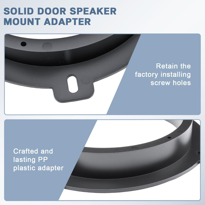 6.5 Front Door Speaker Adapter for Hyundai Kia | Solid Plastic Speaker Spacer Mount Ring Brackets Compatible with Hyundai Elantra Sonata, Kia Forte Soul Optima Sedona