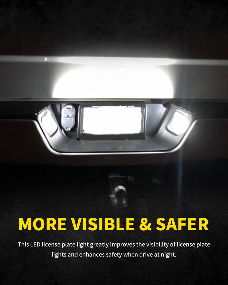 LED License Plate Lights Bright White Smoke Lens Tag Lamp Assembly Replacement Compatible with 2003-2018 Dodge RAM 1500 2500 3500 Pickup Truck, Pack of 2