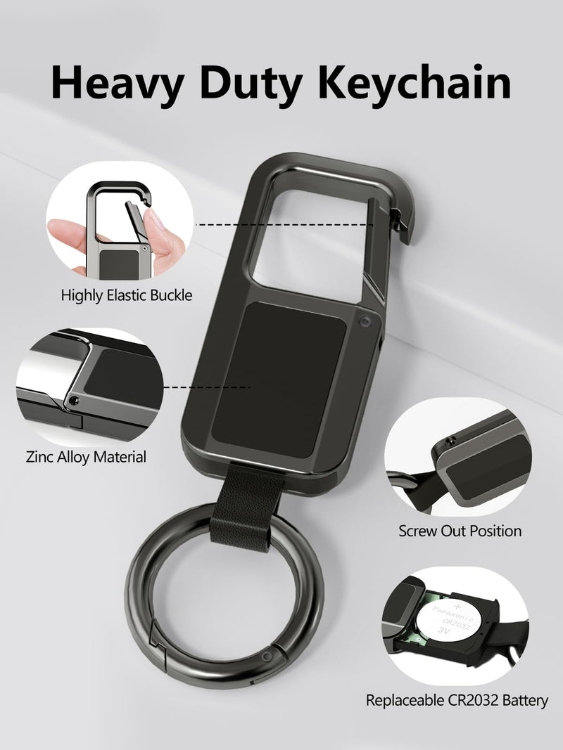 Keychain Tracker Works with Apple Find My (iOS Only) | Key Chain Tracker Tag Heavy Duty Car Keychain for Men, llaveros para hombres Carabiner Key Chain Anti-Lost Key Finder