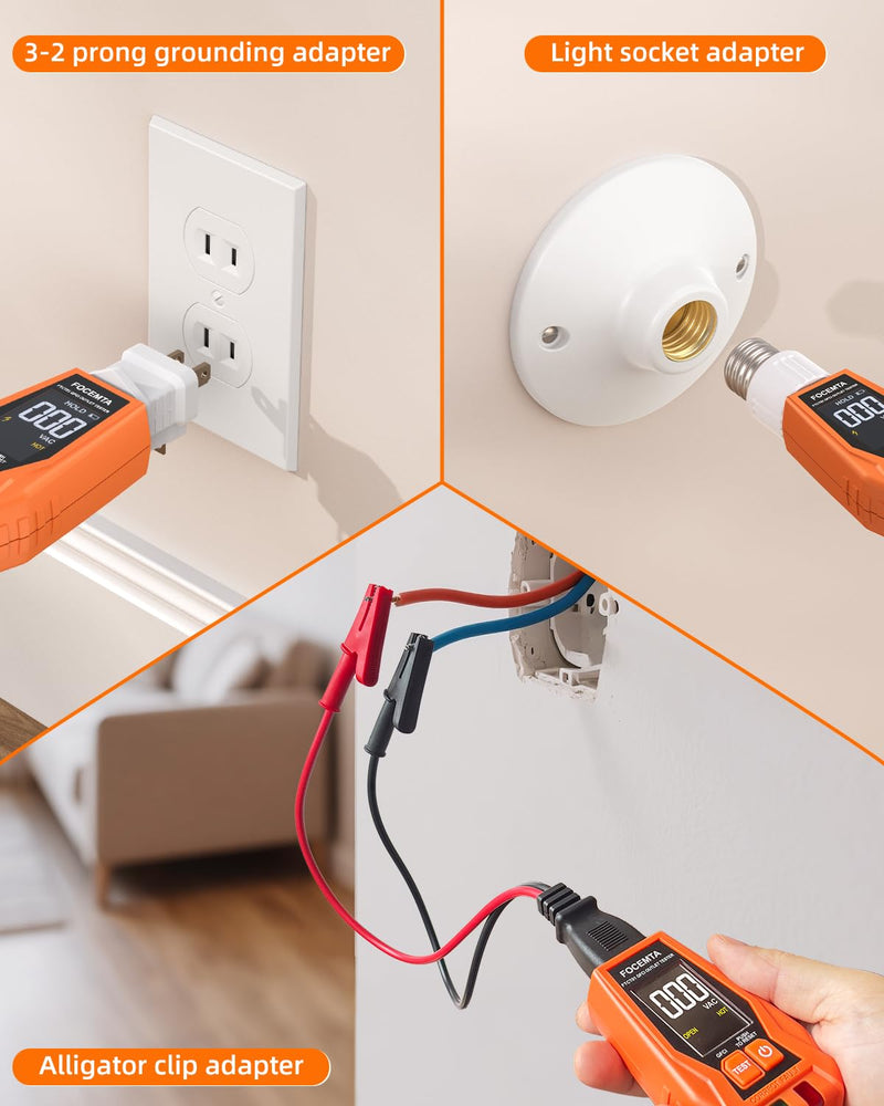 Circuit Breaker Finder Kit with GFCI Outlet Tester for 90-135V AC Circuits,includes Light Socket Adapter, 3-2 Prong Grounding Adapter & Clip adapter,Portable Electrical Tool with Carrying Case Orange