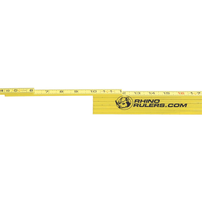 MARSHALLTOWN Rhino Rulers, Oversized Brick Spacing, Accurate Measurements, Easy-to-Close Folding Joint Design, Masonry Ruler, Weather Resistant, 6647 Oversized Brick Yellow