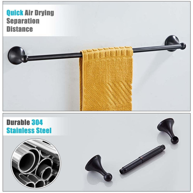 4 Piece Bathroom Accessory Set(Adjustable Towel Bar, Towel Ring, Toilet Paper Holder,Towel Robe Hook), Wall Mounted Bathroom Hardware Accessories Set,Oil Rubbed Bronze Oil Rubbed Bronze 4 pieces