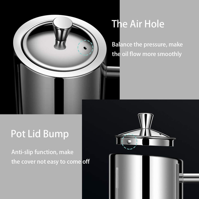Sumerflos Olive Oil Dispenser Bottle Stainless Steel, 700ml/24oz Drip-Free Pouring Oil Pot, Large Oil Storage Container for Salad and Kitchen Cooking 24 Ounces
