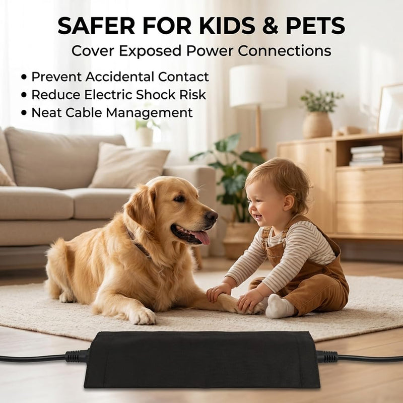 3Pcs Outdoor Extension Cord Safety Covers, 600D Canvas Oxford Cloth Waterproof Electrical Outlet Cover, Plug Connector Covers(Black) Black