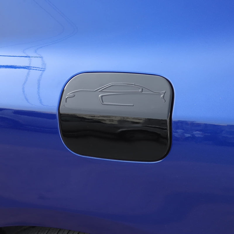 Gas Cap Cover for Charger Accessories, Fuel Filler Gas Tank Door Trim Cover Compatible with Dodge Charger 2011-2024, ABS Plastic (Black) Black