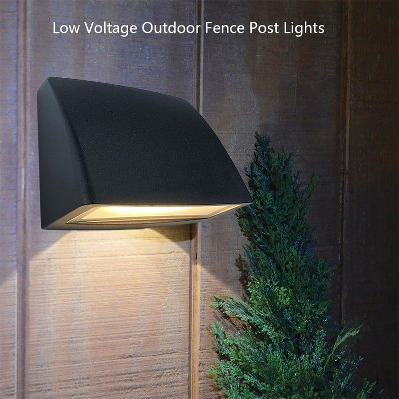 Low Voltage Landscape Lighting Deck LED Lights,Outdoor Stair Light Railing Fence Post Lights Cast Aluminum 5W 12-24V Weatherproof Black Finish 2 Packs