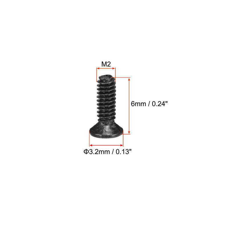 uxcell M2 x 6mm Phillips Screws Fastener Black for Laptop PC TV Fan Switch 500pcs