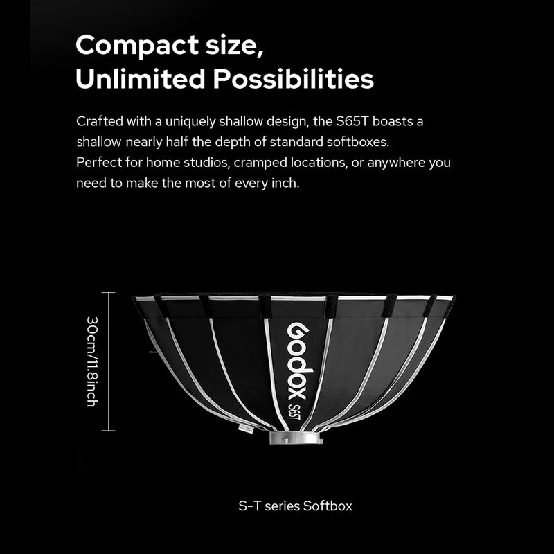 Godox S65T 65cm/25.6in Quick Release Umbrella Softbox Professional Foldable Softbox with Standard Bowen Mount & Diffusers for Photography Studio 65cm/25.6in Softbox