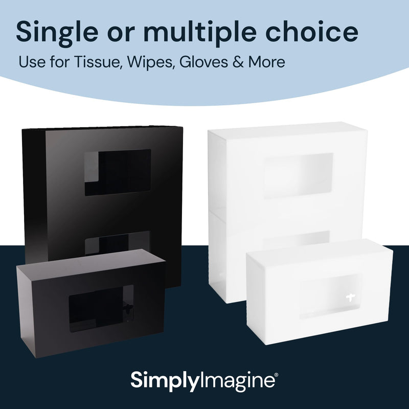 Glove Holder for Wall Mount Dispenser - Single Black - Side-Loaded Acrylic Rack - Disposable Glove Box