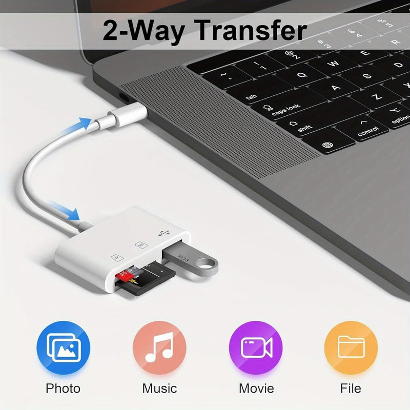 1pc 3-in-1 USB-C & Micro USB SD Card Reader - Plug & Play Memory Card Adapter for Android Phones, Tablets, Laptops | Supports SD, MicroSD, TF Cards | Instant Photo/Video Viewing, No App Required