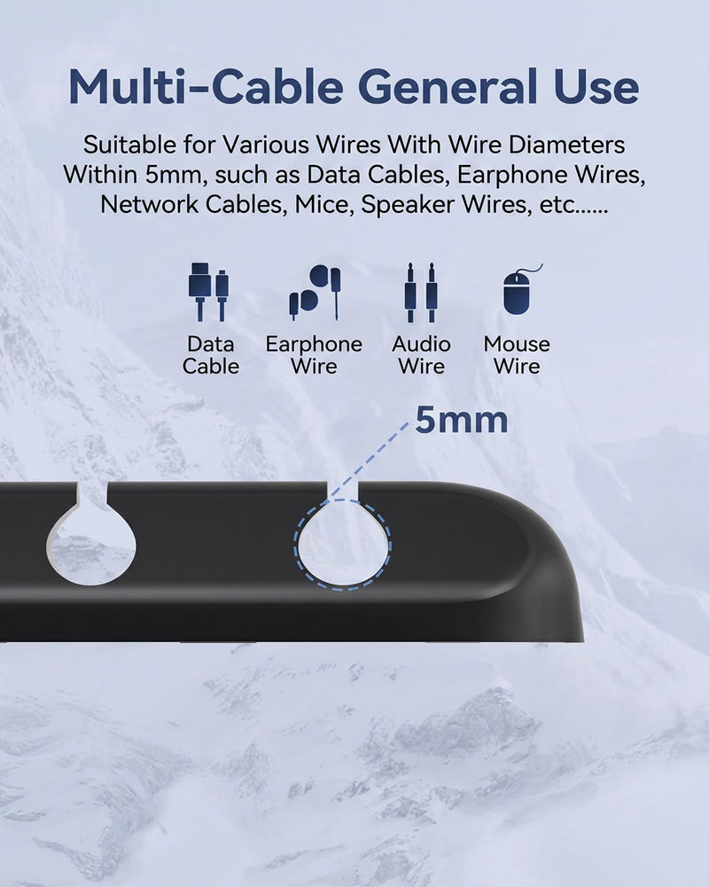 Cable Organizer, Cable Clip, with Built-in Strong Adhesive, is a Multi-Functional Wire Organizer Used to Tidy up Wires at Home, in The Office, on desks, Telephones, and in Cars LCC575-06 Black 5 hole