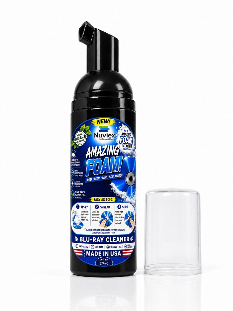 Cleaning Solution Spray Foam for Blu Ray Discs - Professional Optical Disc Cleaner for BluRay Discs, Safe Anti-Static Cleaning Fluid Set with Microfiber Cloth Glove