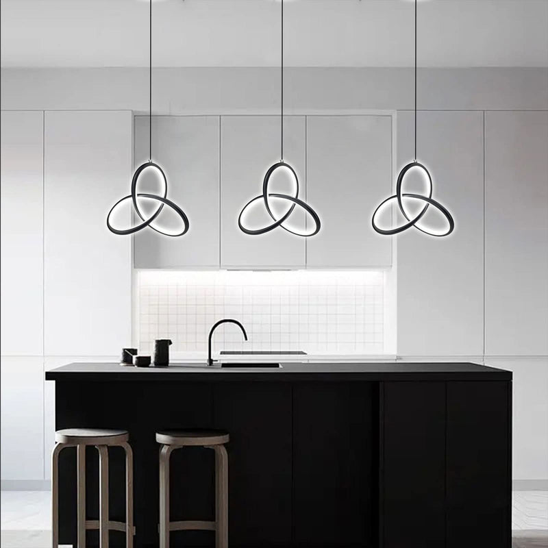 CANEOE Black Modern Led Pendant Light, 5500K Cold White Kitchen Island Pendant Lights Fixtures, Adjustable Integrated Hanging Lamp for Living Room Bedroom Hanging Light, 1 Pack (Black) Black,5500K