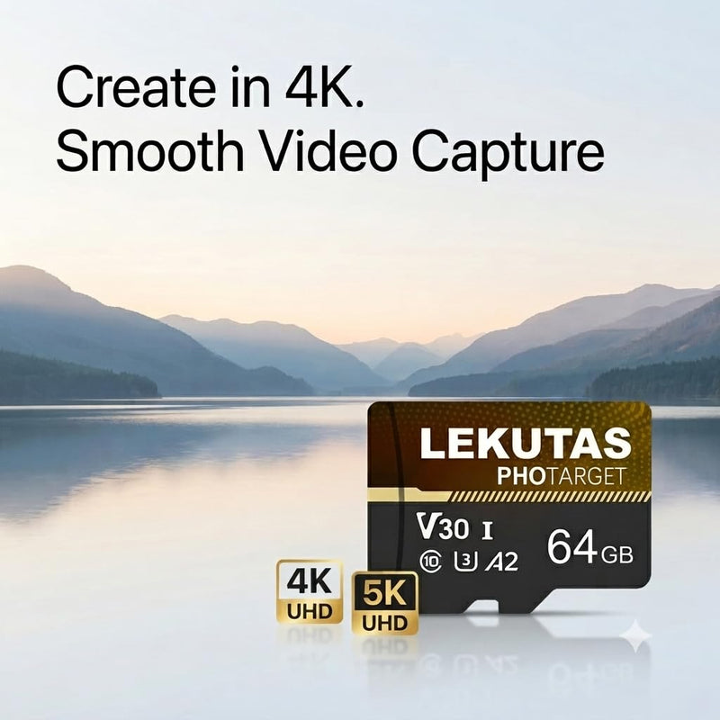 2-Pack 64GB Micro SD Card, microSDXC UHS-I Memory Card TF Cards | High Speed 80MB/s, Class 10 C10, U3, A2, V30, for Full HD, 4K UHD Video Recording, 2 Pack