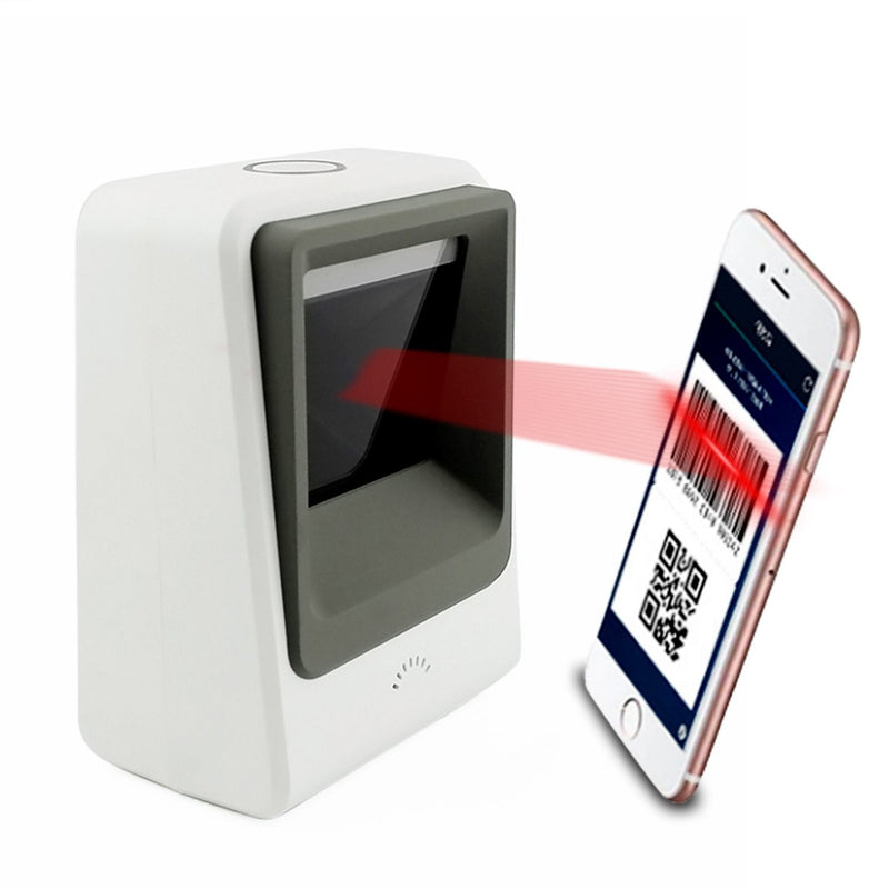 2D Barcode Scanner,Symcode Omnidirectional Hands-Free USB Barcode Reader Scanner for Mobile Payment Computer Screen Scan White