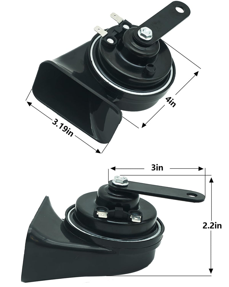 Car Horn 12V Universal Super Loud Auto Horn Electric Waterproof Horn Low High Two Tone Fit for Any 12 Volt Vehicles Truck Pickup Boat Replacement Kit (Universal) DL165-80T