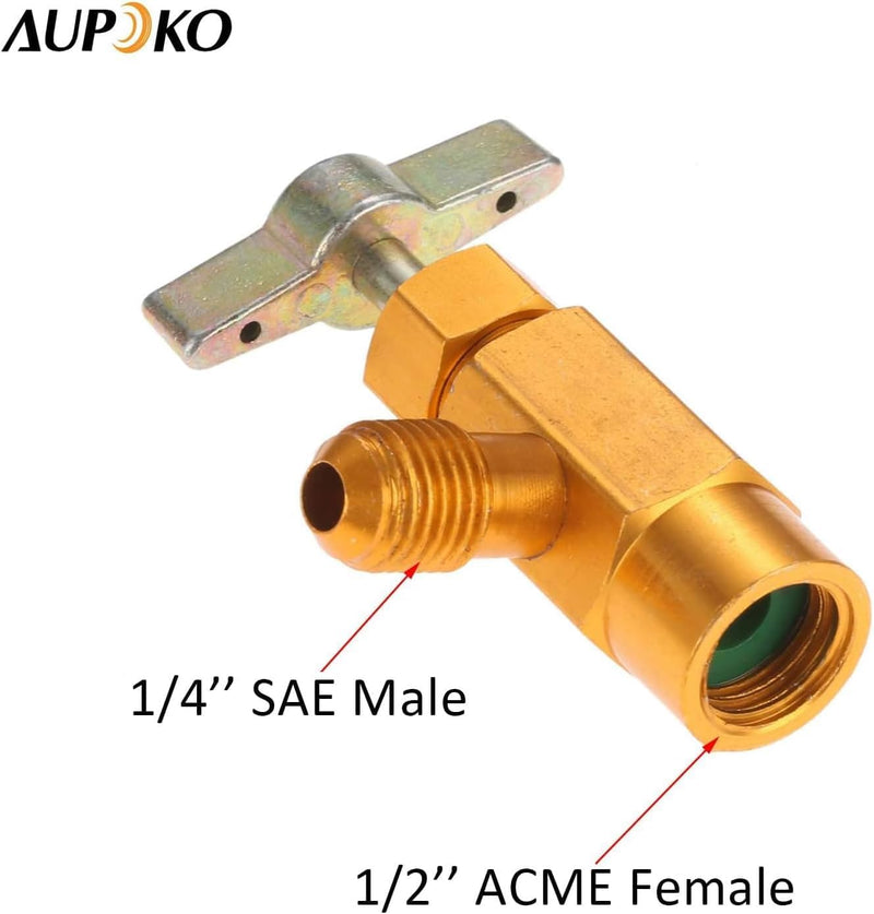 R134A AC Refrigerant Charge Hose Kit, 1/2’’ Self-Sealing Valve Can, and Recharge Hose with Pressure Gauge, Fits for Car AC Air Conditioning Refrigerant