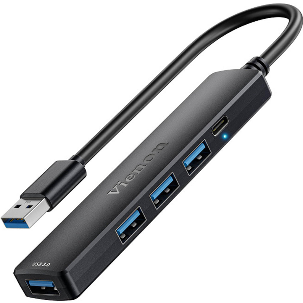 5-Port Powred USB 3.0 Hub, USB Extender USB Splitter with 5V USB-C Power/Data Port, USB Extender for A Port Laptop, PC, PS4/5, Xbox, Car and More 4 USB A & 1 USB C