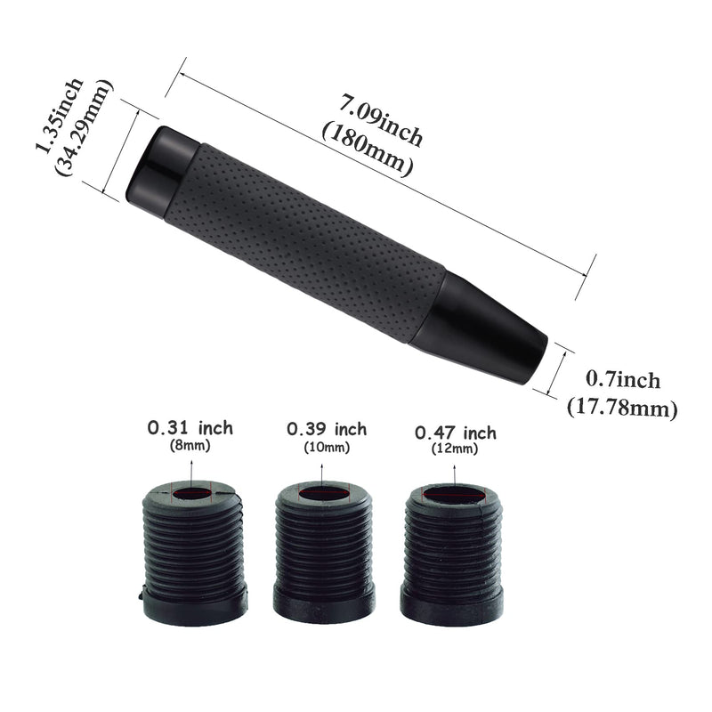 Abfer Weighted Shift Knob Long Stick Gear Shifter Lever Leather Shift Knobs with Adapter for Most Automatic Manual Vehicle Trucks, Black black-1
