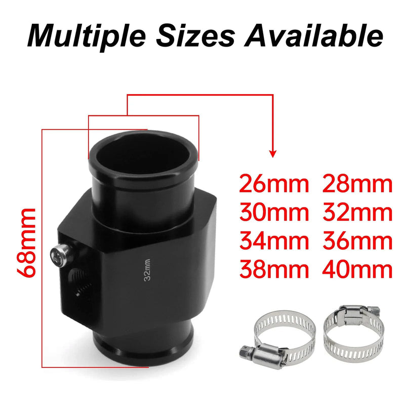 Temperature Gauge Radiator Sensor Adapter with Hose Clamps for Water Temp Joint Pipe (26mm) 26 mm