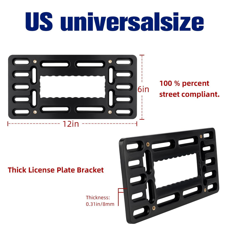 OKLPF No-Drill Front License Plate Mounting Kit - Universal License Plate Bracket Holder for Cars, Trucks & SUVs with Stainless Steel Hardware & Anti-Theft Screws Universal Black license plate bracket