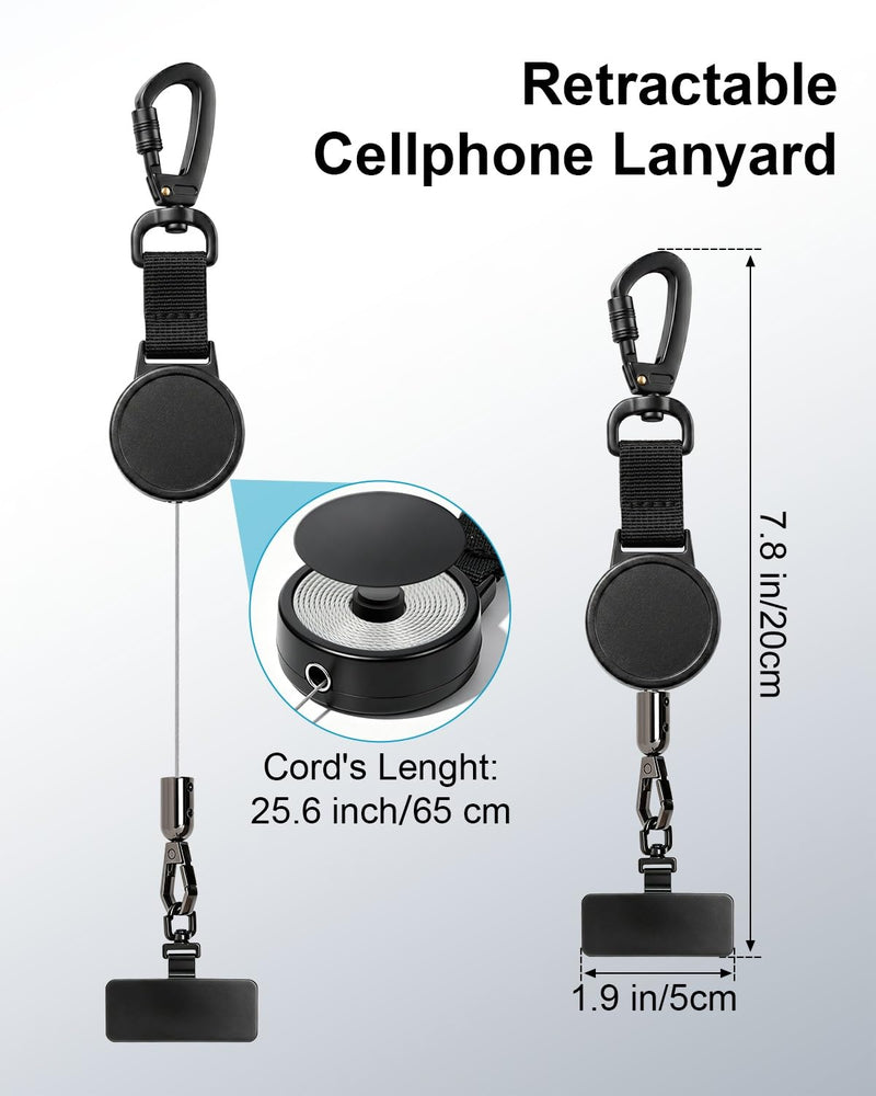 SUPBEE Anti-Theft Phone Tether, Retractable Phone Lanyard with Steel Cable, Locking Carabiner & Metal 360° Swivel Tab, Cellphone Strap for Travel, Hiking, Skiing, Fishing & Outdoor Adventures 1 Pack