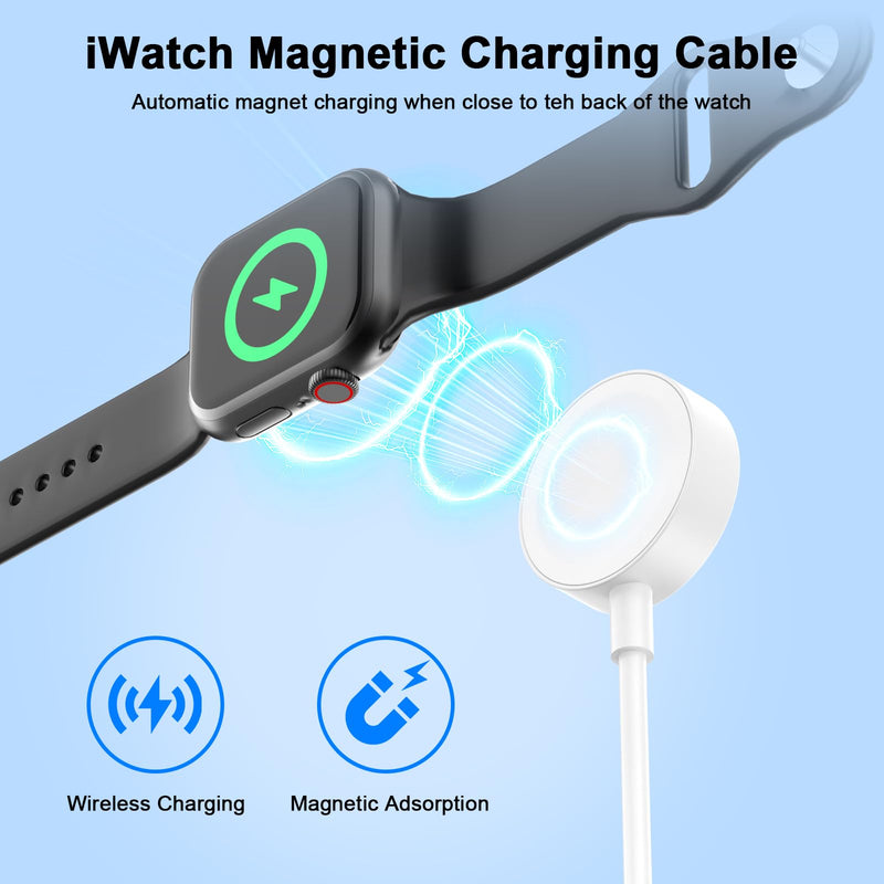 3𝐏𝐚𝐜𝐤 𝐔𝐩𝐠𝐫𝐚𝐝𝐞𝐝 for Apple Watch Charger,esbeecables 3.3FT Portable USB Magnetic Wireless Fast iWatch Charger Cable Compatible with iWatch Ultra/Series 11/10/9/8/7/6/SE/SE2/5/4/3/2/1