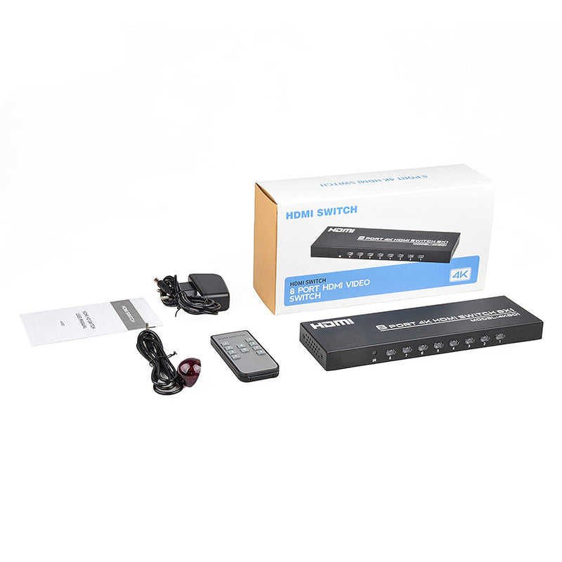 KAGO HDMI Switch 8 in 1 Out,4K HDMI Selector Switcher Box with Remote, Support 4K30Hz 1080p,HDR 3D,Compatible with PS3/4 Xbox PC Laptop Projector Blu-ray Player 8 ports