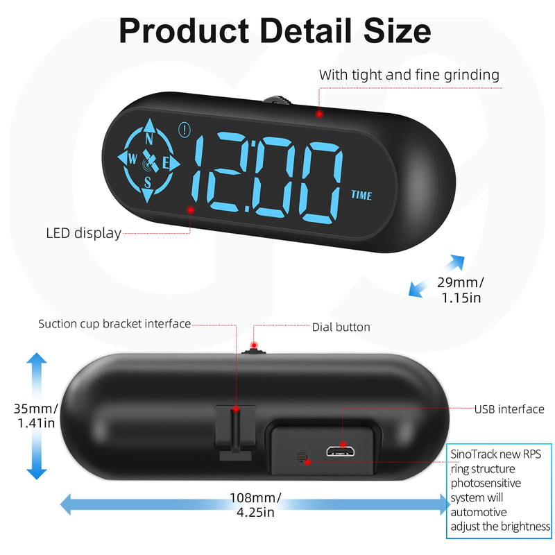 SinoTrack Digital GPS Speedometer Universal MPH Heads-Up Display for Car GPS Speedometer Large Screen HUD with Over Speed Alarm Fatigued Driving Alert for All Vehicle