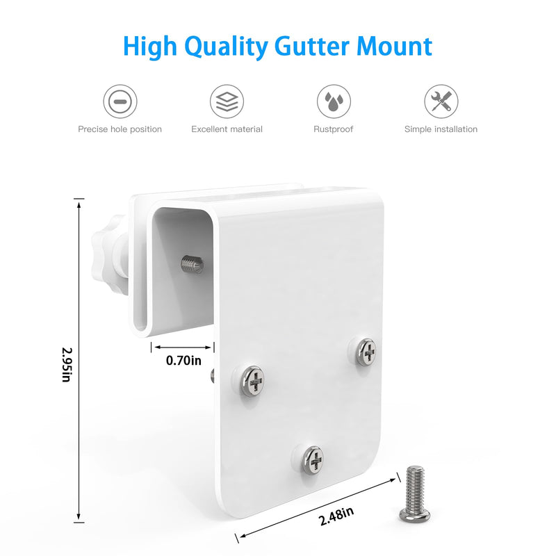 Gutter Mount Bracket Compatible with Eufy Security SoloCam S340, Solar Security Camera(1pack-White)