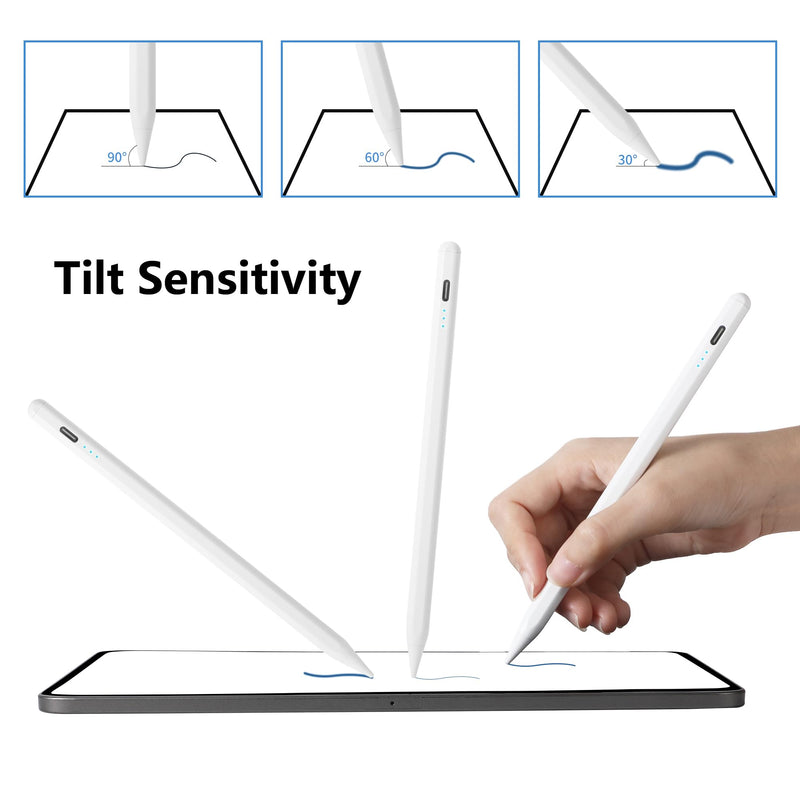 Stylus Pen for iPad 10th 9th 8th 7th 6th Generation, iPad Pro 12.9 11 inch, iPad Air 5th 4th 3rd Gen, iPad Mini 6 5, Apple Pencil 1st & 2nd Gen Alternative, Smart Active iPencil Lapiz Palm Rejection White