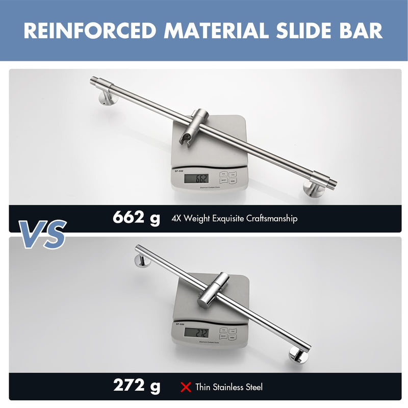 Shower Slide Bar 30-Inch with Adjustable Handheld Shower Head Holder for Bathroom Drill-free Mounted SUS 304 Stainless Steel (Brushed Nickel)