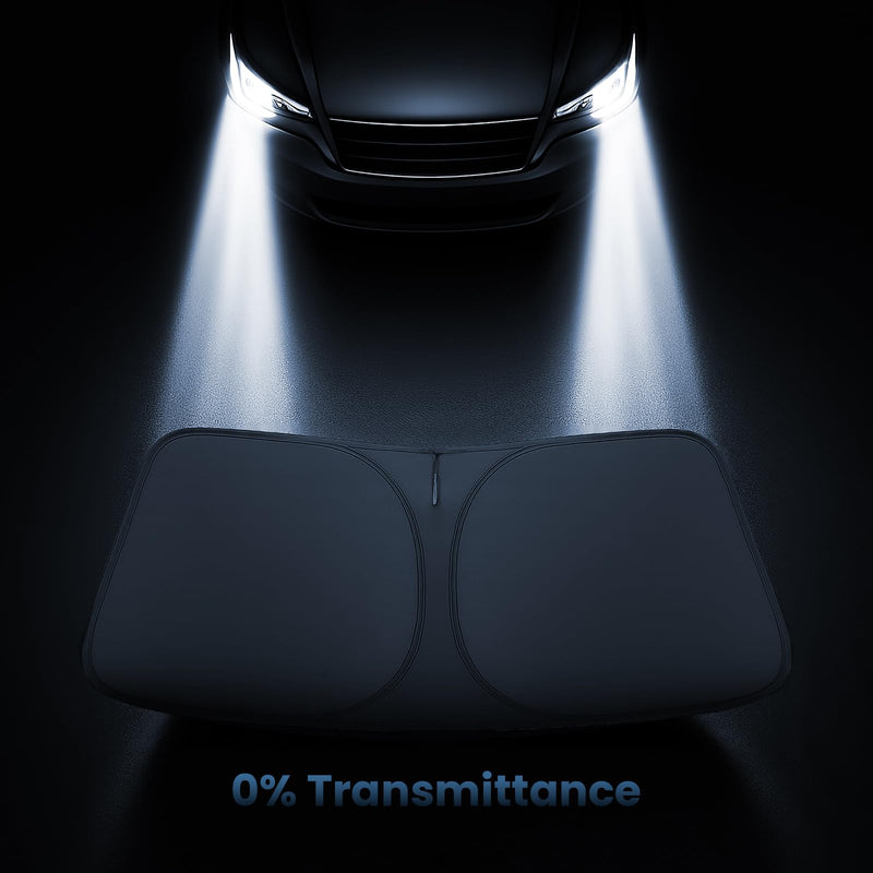 Windshield Sunshade for Tesla Model 3 and Model Y 2017-2025 - Innovative No-Light-Pass Technology, Mirror Cut-Out, Blocks 99% UV Rays, Fade-Resistant, Easy-Fold Model 3 Model Y Windshield Sun Shade fits Tesla Model 3/Y (2017 - 2025)
