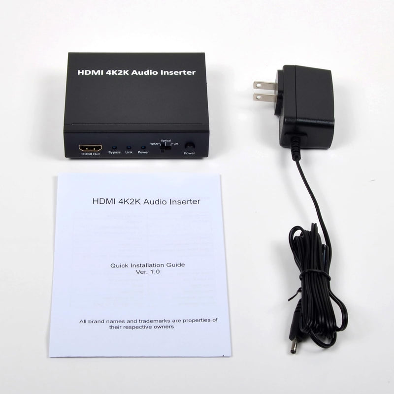 HDMI 4K2K Audio Inserter with HDCP 1.2, HBR Audio, Optical S/PDIF, CEC Bypass, Analog/Digital Audio Embed, 3D Support, DVI Conversion Compatible