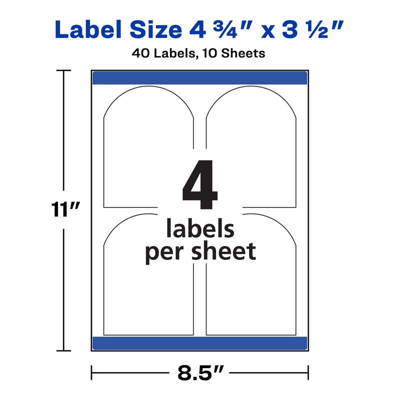 Avery Arched Wine Labels with Sure Feed for Laser Printers, 4.75" x 3.5", 40 White Labels (22826) 1