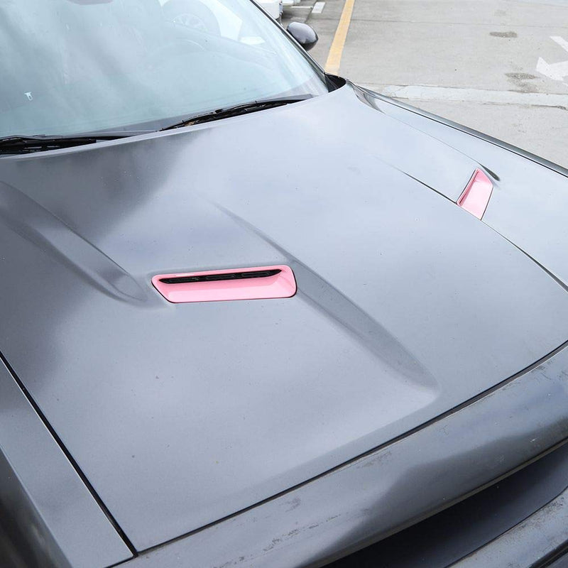 Voodonala Hood Scoop Hood Vent Air Intake Hood Air Conditioner Air Intake Outlet Trim Fit for 2015-2025+ Dodge Challenger Exterior Accessories,ABS Pink 2pcs