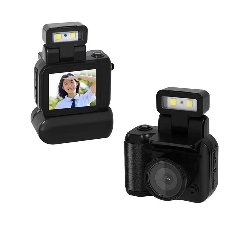 Mini Keychain Camera, 1080P 2MP Small Thumb Sized Mini Retro Nostalgic Camera Video Camcorder, with Charger Base and LED Flash Light