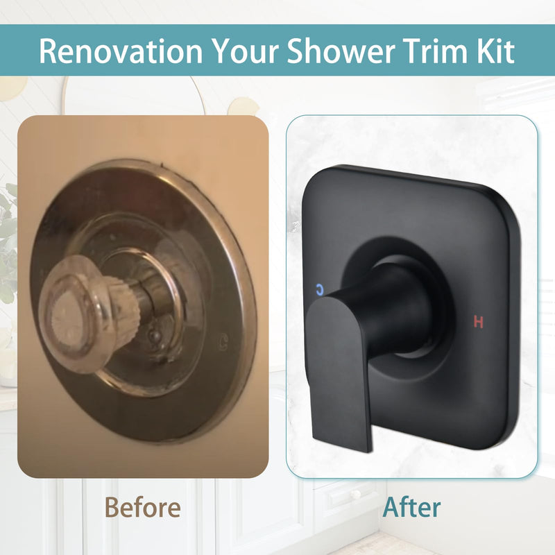 Trim Kit Compatible with Moen Shower Faucet (Valve& Catridge Not Inclued), Volume and Temperature Control Level Handle, Matte Black