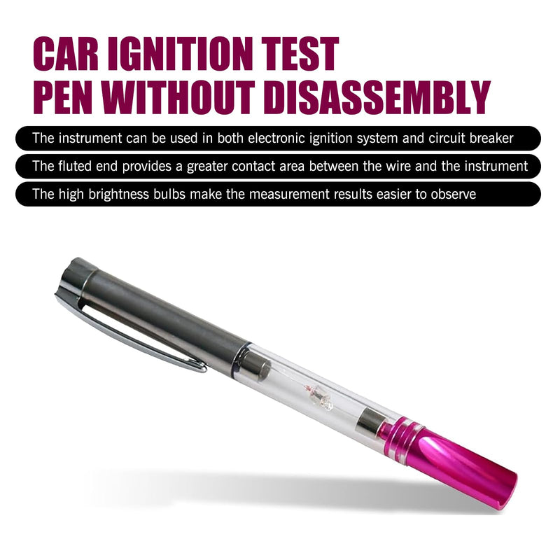 Spark Ignition Tester Pen, Car Wires Coil Detection Tool for Electronic Ignition System and Circuit Breaker, High-Light Vehicles Faults Diagnostic Tool, for Most Cars (Transparent)