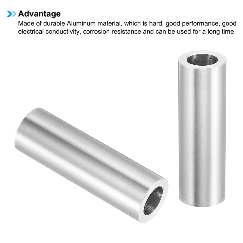 PATIKIL M10 Aluminum Spacers, 10 Pcs Metal Spacer Aluminum 10.2mm ID x 16mm OD x 50.8mm L Aluminum Spacer Screw Standoff Round for 3/8" M10 Screw Bolts