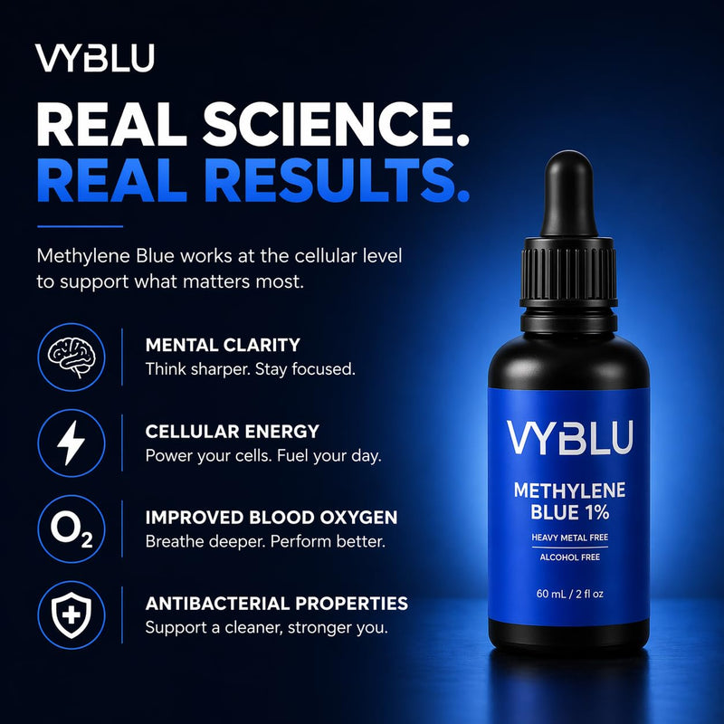 Pharmaceutical Grade Methylene Blue 1% Solution – Heavy Metal, Formaldehyde, & Alcohol Free, Ultra-Pure Distilled Water Base, 99.99% Pure, Research Use Only, 60 mL (2 fl oz)
