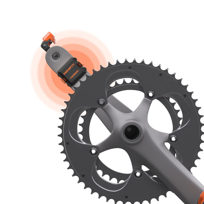 moofit Cadence Speed Sensor, Bluetooth & ANT+ Wireless RPM Cycling Spin Bike Cadence Sensor for Wahoo/Coosporide/Rouvy/Peloton, IP67 Waterproof, Orange Speed and Cadence Sensor
